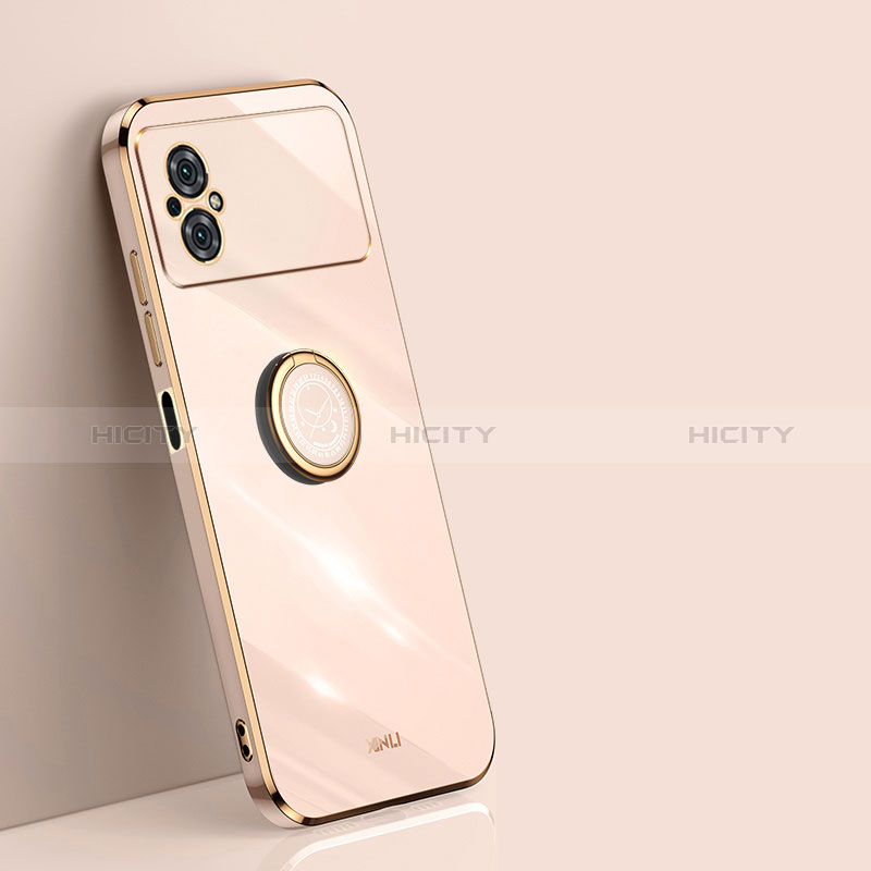 Funda Silicona Carcasa Ultrafina Goma con Magnetico Anillo de dedo Soporte XL1 para Xiaomi Redmi Note 11R 5G Oro