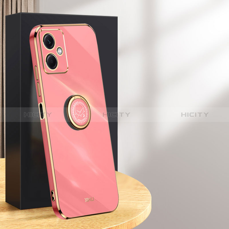 Funda Silicona Carcasa Ultrafina Goma con Magnetico Anillo de dedo Soporte XL1 para Xiaomi Redmi Note 12R Pro 5G Rosa Roja