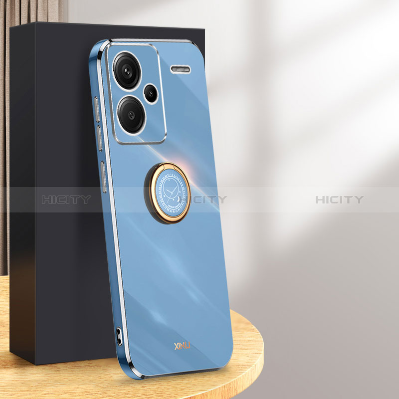 Funda Silicona Carcasa Ultrafina Goma con Magnetico Anillo de dedo Soporte XL1 para Xiaomi Redmi Note 13 Pro+ Plus 5G Azul