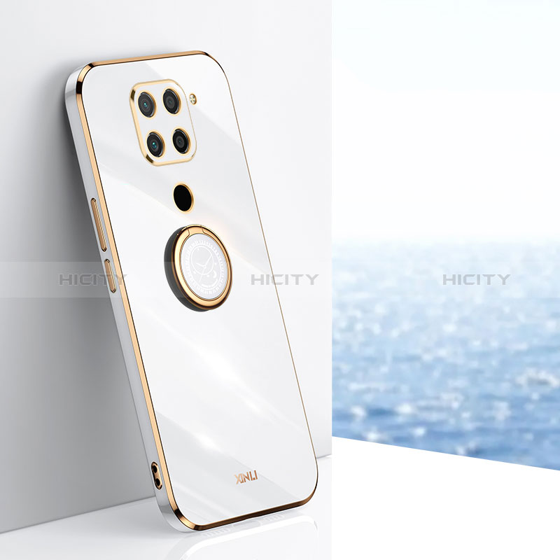 Funda Silicona Carcasa Ultrafina Goma con Magnetico Anillo de dedo Soporte XL1 para Xiaomi Redmi Note 9 Blanco