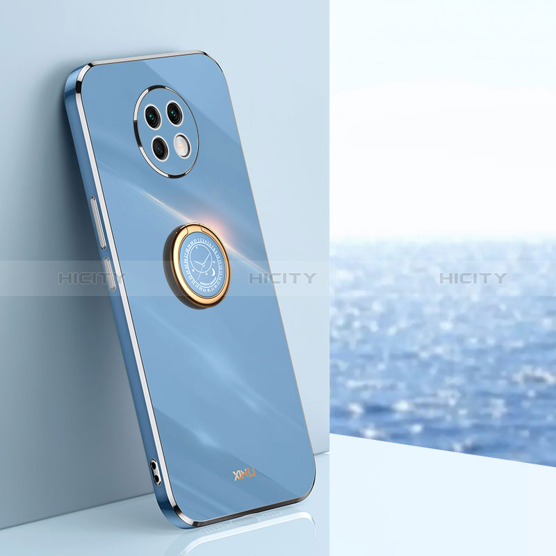 Funda Silicona Carcasa Ultrafina Goma con Magnetico Anillo de dedo Soporte XL1 para Xiaomi Redmi Note 9T 5G Azul