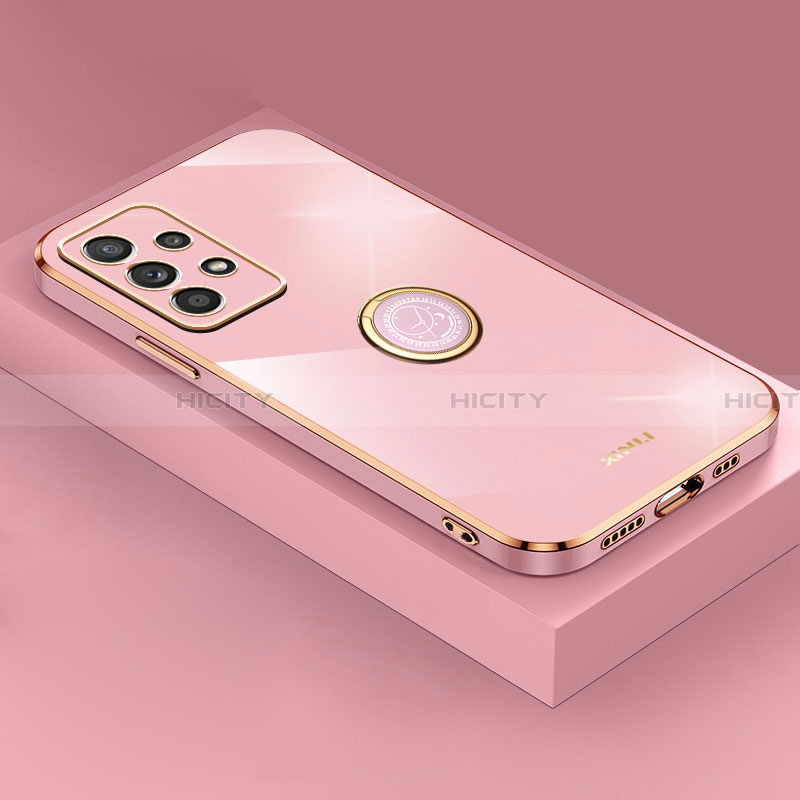 Funda Silicona Carcasa Ultrafina Goma con Magnetico Anillo de dedo Soporte XL2 para Samsung Galaxy A32 5G Oro Rosa