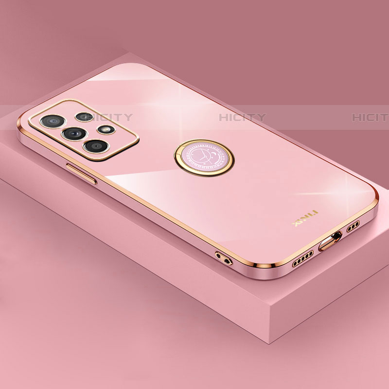 Funda Silicona Carcasa Ultrafina Goma con Magnetico Anillo de dedo Soporte XL2 para Samsung Galaxy A33 5G Oro Rosa