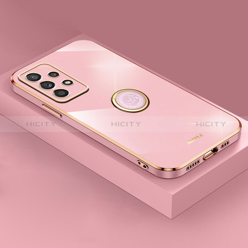 Funda Silicona Carcasa Ultrafina Goma con Magnetico Anillo de dedo Soporte XL2 para Samsung Galaxy A52s 5G Oro Rosa