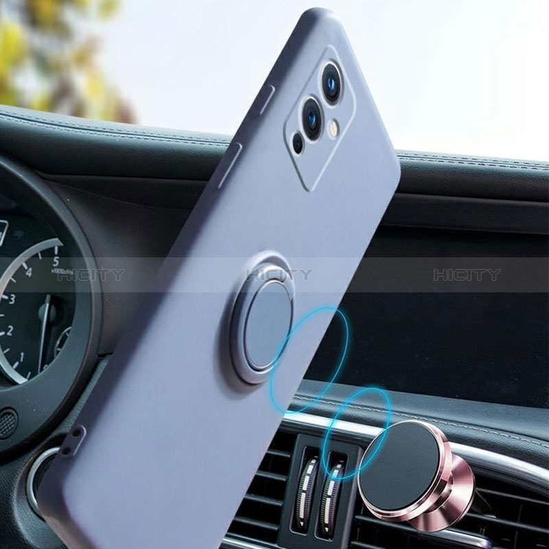 Funda Silicona Carcasa Ultrafina Goma con Magnetico Anillo de dedo Soporte Z01 para OnePlus 9 5G