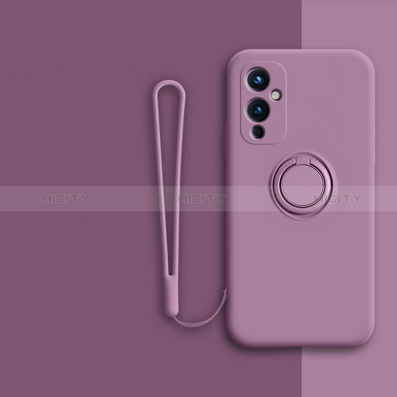 Funda Silicona Carcasa Ultrafina Goma con Magnetico Anillo de dedo Soporte Z01 para OnePlus 9 5G