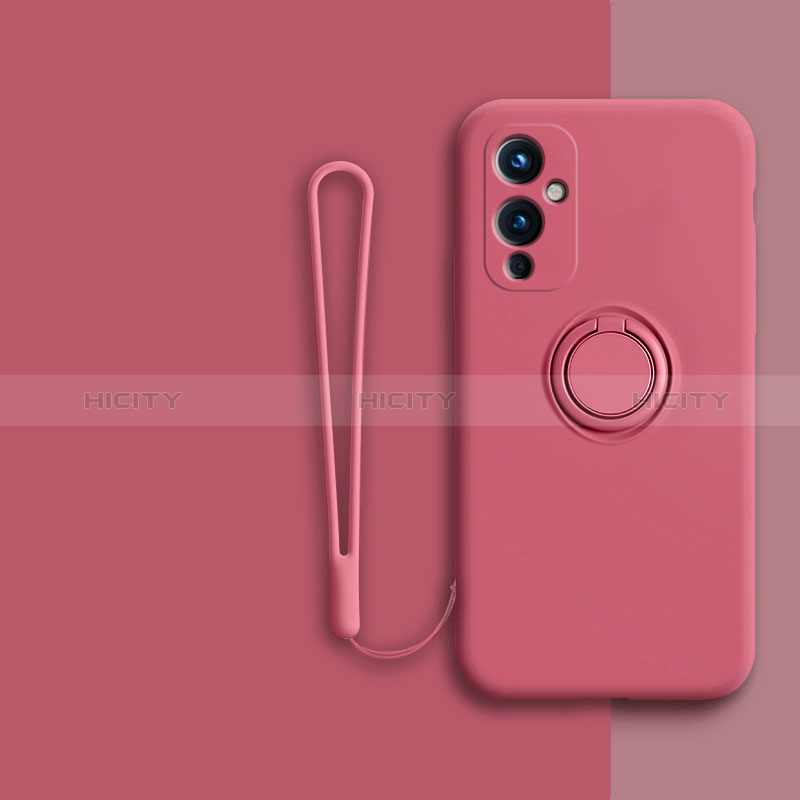 Funda Silicona Carcasa Ultrafina Goma con Magnetico Anillo de dedo Soporte Z01 para OnePlus 9 5G