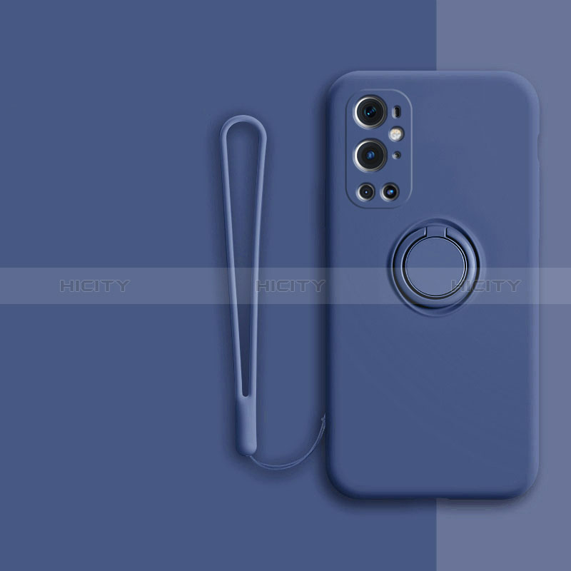 Funda Silicona Carcasa Ultrafina Goma con Magnetico Anillo de dedo Soporte Z01 para OnePlus 9 Pro 5G