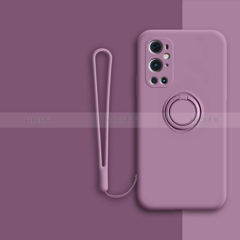 Funda Silicona Carcasa Ultrafina Goma con Magnetico Anillo de dedo Soporte Z01 para OnePlus 9 Pro 5G