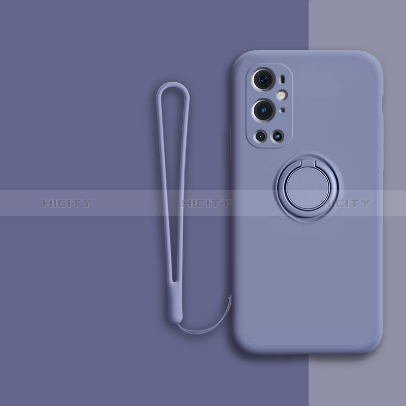 Funda Silicona Carcasa Ultrafina Goma con Magnetico Anillo de dedo Soporte Z01 para OnePlus 9 Pro 5G