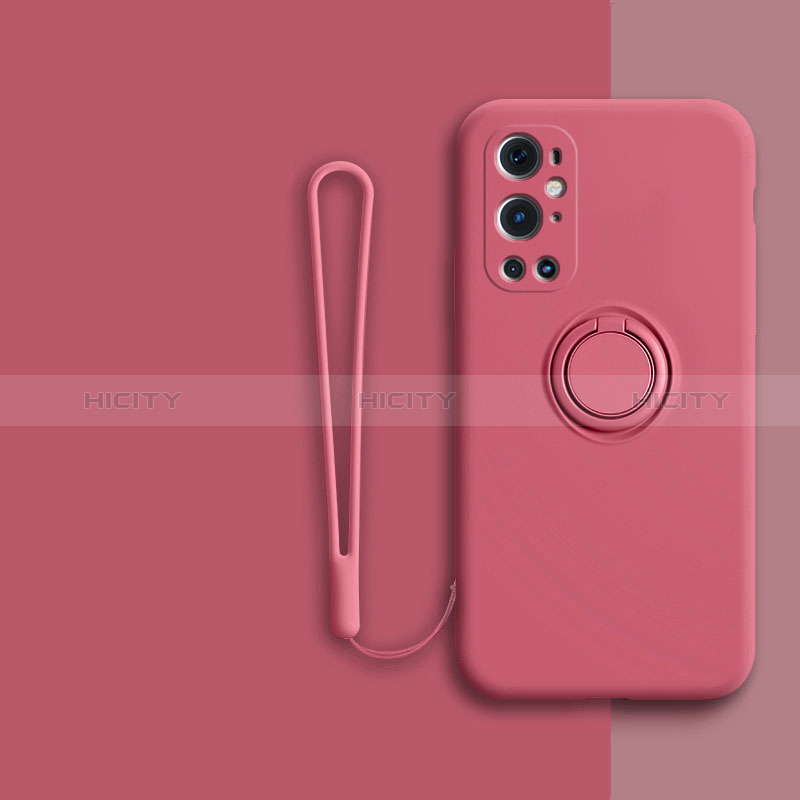 Funda Silicona Carcasa Ultrafina Goma con Magnetico Anillo de dedo Soporte Z01 para OnePlus 9 Pro 5G