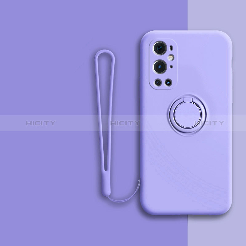 Funda Silicona Carcasa Ultrafina Goma con Magnetico Anillo de dedo Soporte Z01 para OnePlus 9 Pro 5G