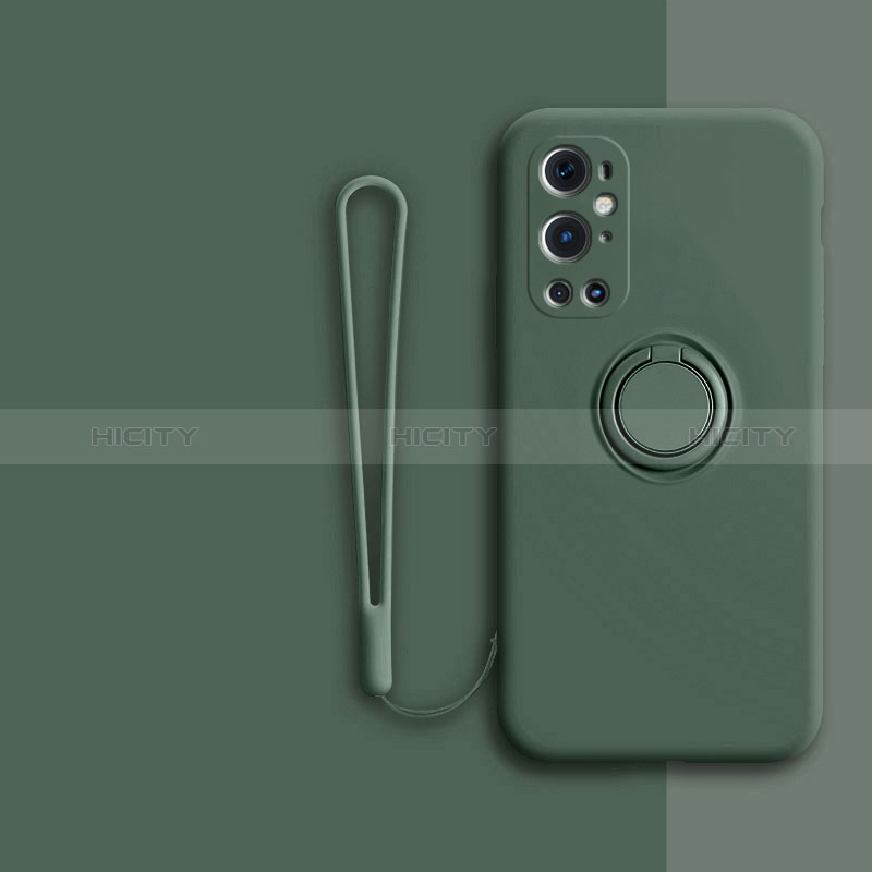 Funda Silicona Carcasa Ultrafina Goma con Magnetico Anillo de dedo Soporte Z01 para OnePlus 9 Pro 5G