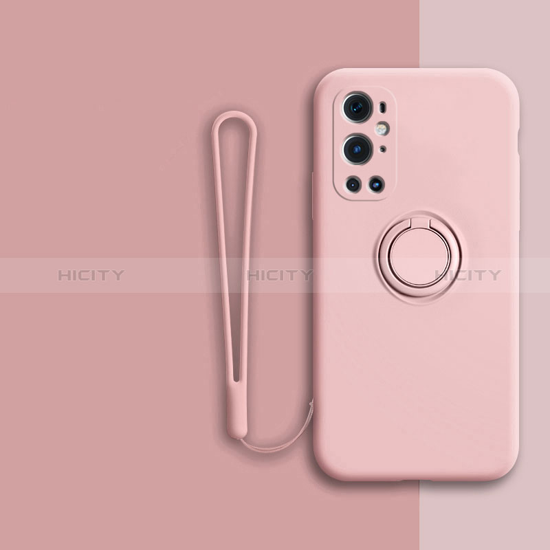 Funda Silicona Carcasa Ultrafina Goma con Magnetico Anillo de dedo Soporte Z01 para OnePlus 9 Pro 5G