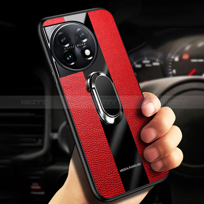 Funda Silicona Carcasa Ultrafina Goma con Magnetico Anillo de dedo Soporte Z01 para OnePlus Ace 2 Pro 5G