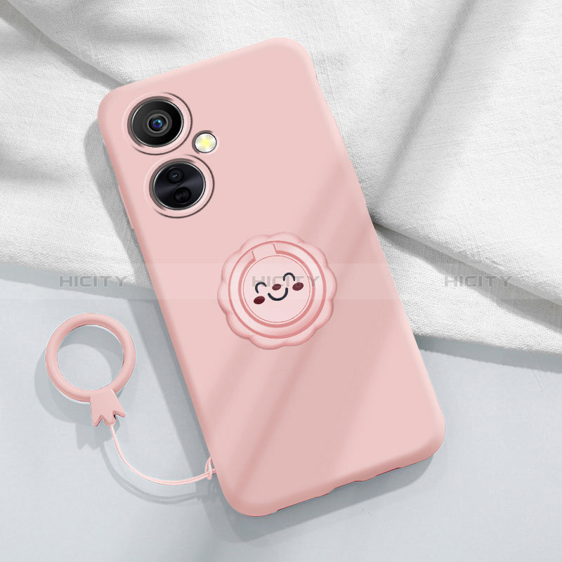 Funda Silicona Carcasa Ultrafina Goma con Magnetico Anillo de dedo Soporte Z01 para OnePlus Nord CE 3 5G Rosa