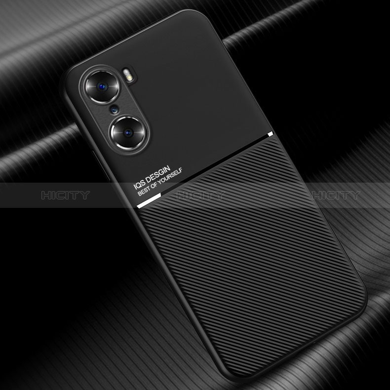 Funda Silicona Carcasa Ultrafina Goma con Magnetico D01 para Huawei Honor 60 5G Negro