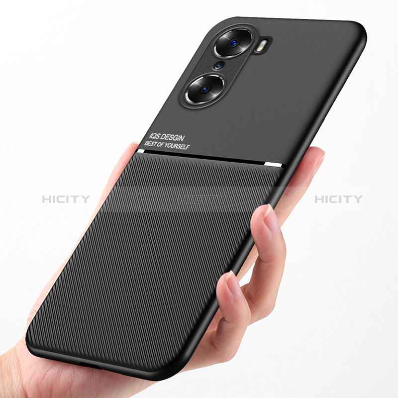 Funda Silicona Carcasa Ultrafina Goma con Magnetico D01 para Huawei Honor 60 Pro 5G Negro