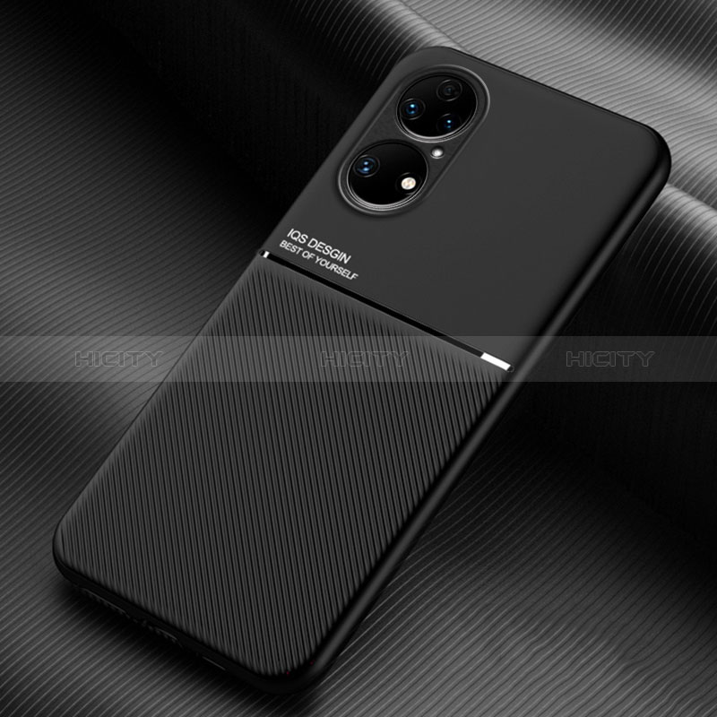 Funda Silicona Carcasa Ultrafina Goma con Magnetico para Huawei P50 Negro