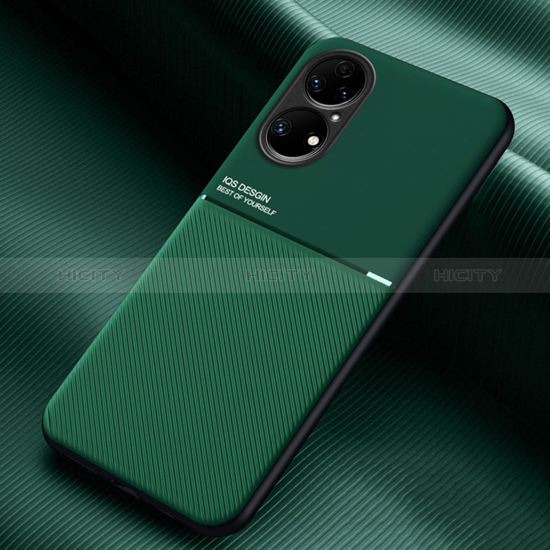 Funda Silicona Carcasa Ultrafina Goma con Magnetico para Huawei P50 Verde