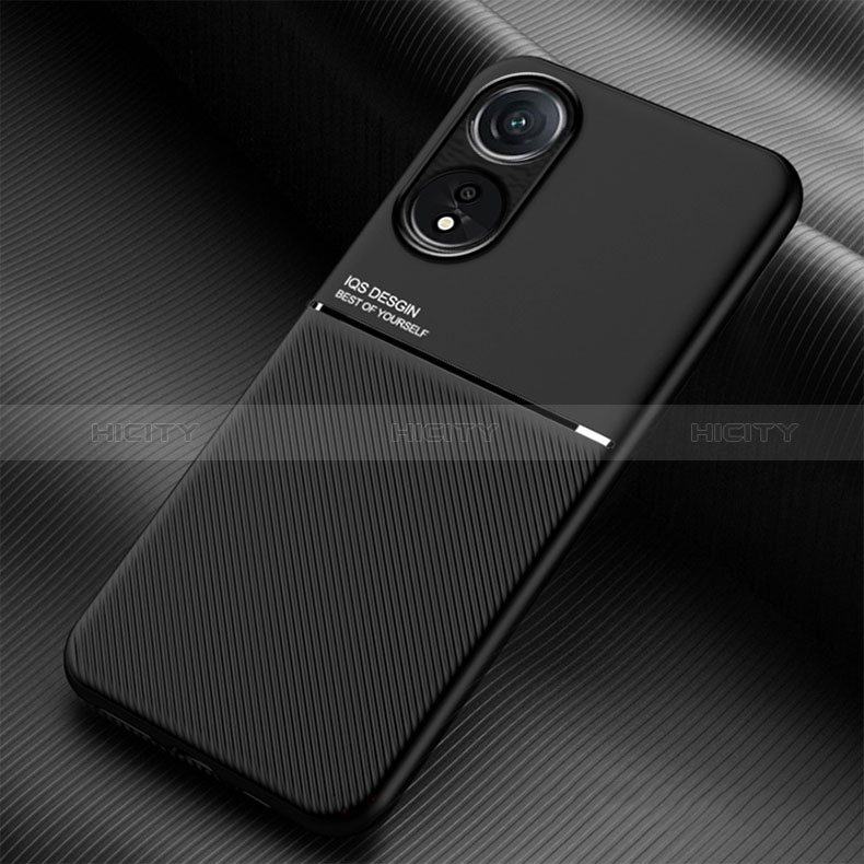 Funda Silicona Carcasa Ultrafina Goma con Magnetico para Oppo A18 Negro