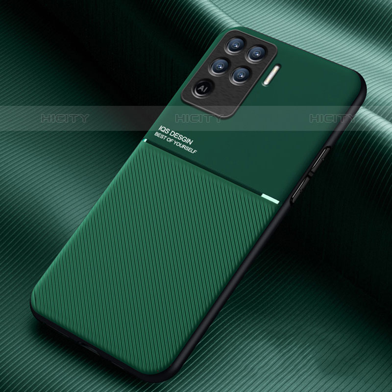 Funda Silicona Carcasa Ultrafina Goma con Magnetico para Oppo Reno5 F Verde