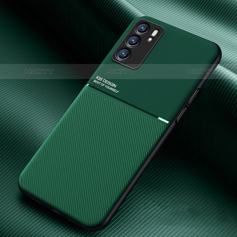 Funda Silicona Carcasa Ultrafina Goma con Magnetico para Oppo Reno6 5G Verde