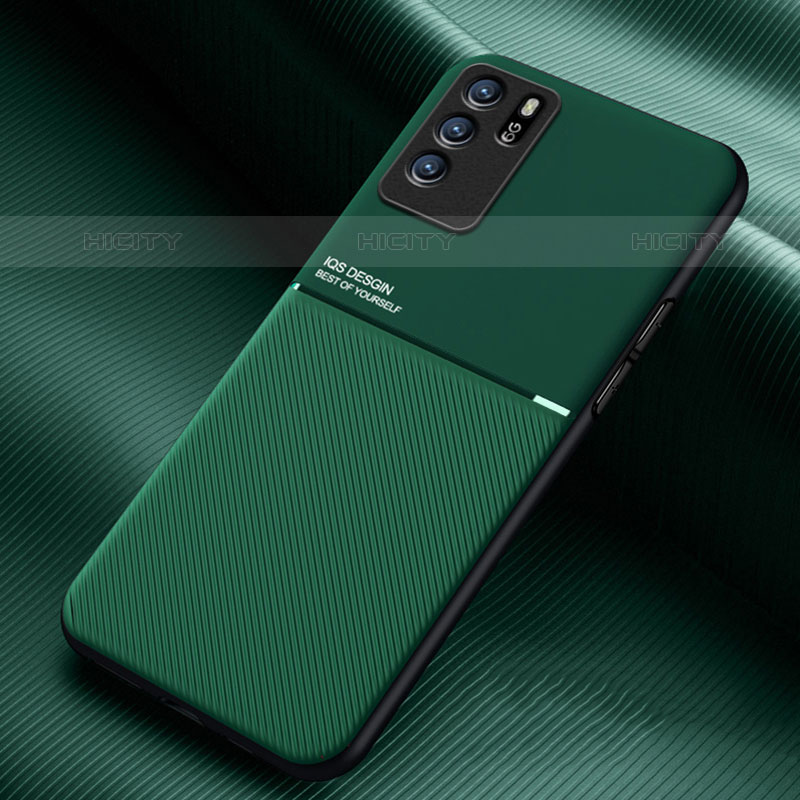 Funda Silicona Carcasa Ultrafina Goma con Magnetico para Oppo Reno6 Z 5G Verde