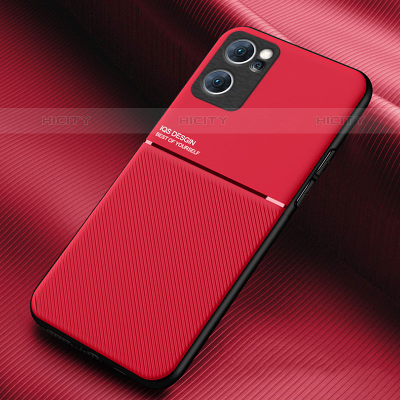 Funda Silicona Carcasa Ultrafina Goma con Magnetico para Oppo Reno7 5G Rojo