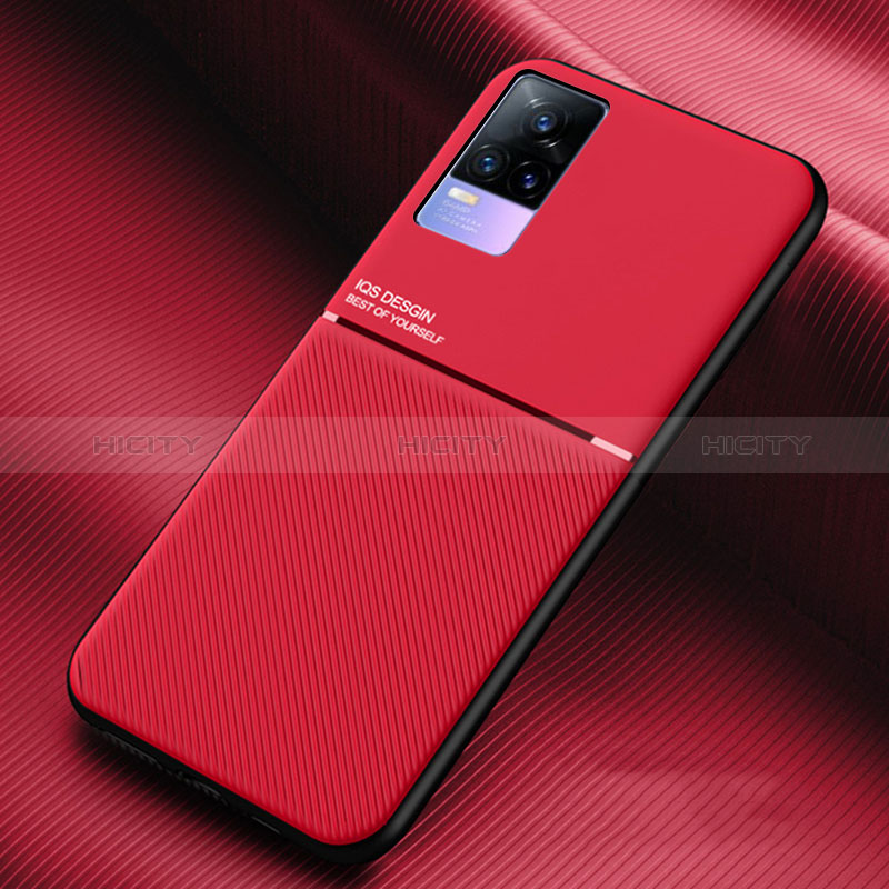 Funda Silicona Carcasa Ultrafina Goma con Magnetico para Vivo V21e 4G Rojo