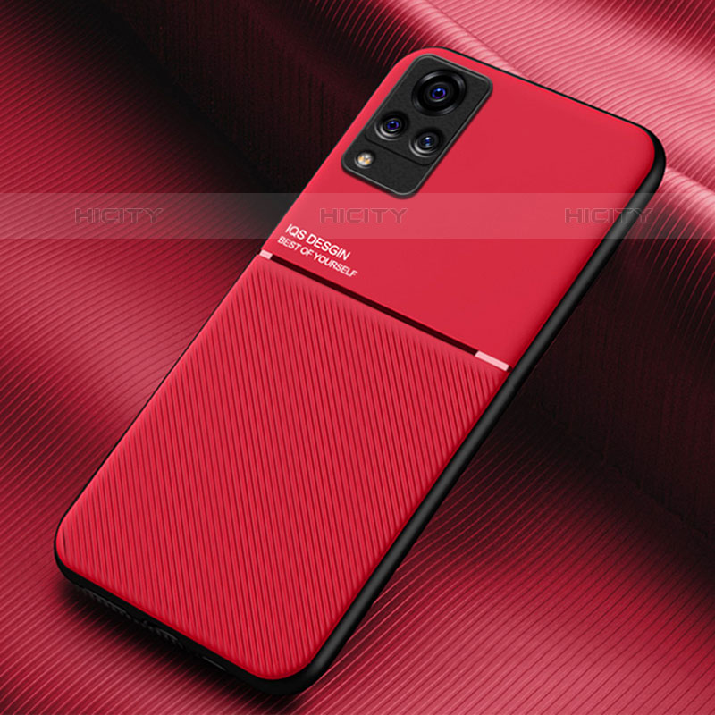 Funda Silicona Carcasa Ultrafina Goma con Magnetico para Vivo V21s 5G Rojo