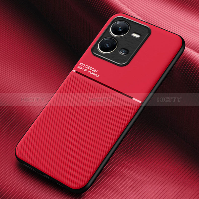 Funda Silicona Carcasa Ultrafina Goma con Magnetico para Vivo V25e Rojo