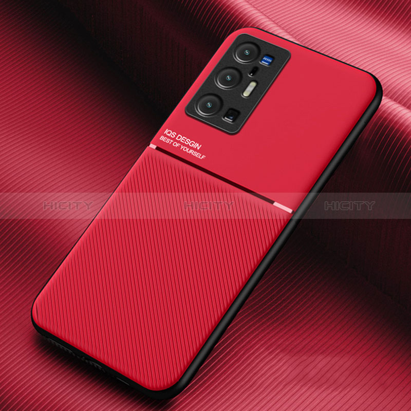 Funda Silicona Carcasa Ultrafina Goma con Magnetico para Vivo X70 Pro+ Plus 5G Rojo