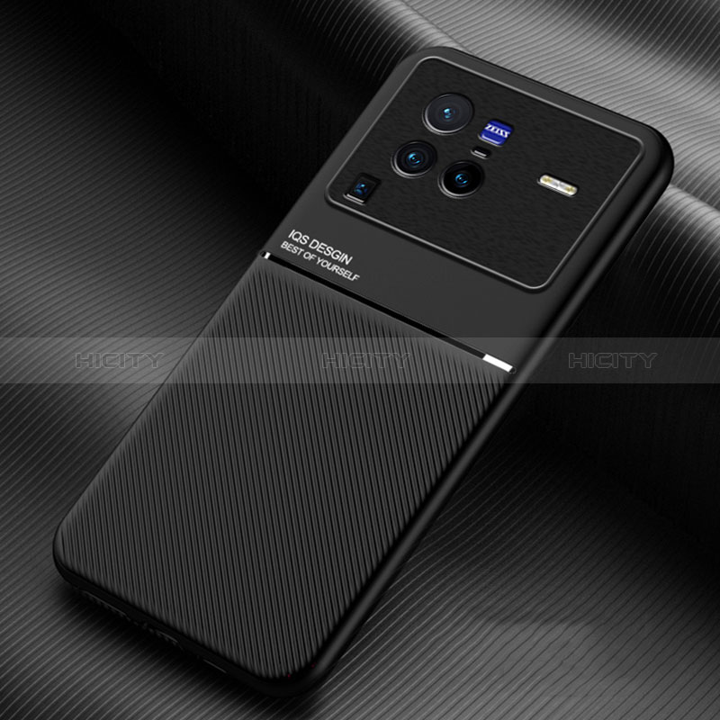 Funda Silicona Carcasa Ultrafina Goma con Magnetico para Vivo X80 Pro 5G Negro