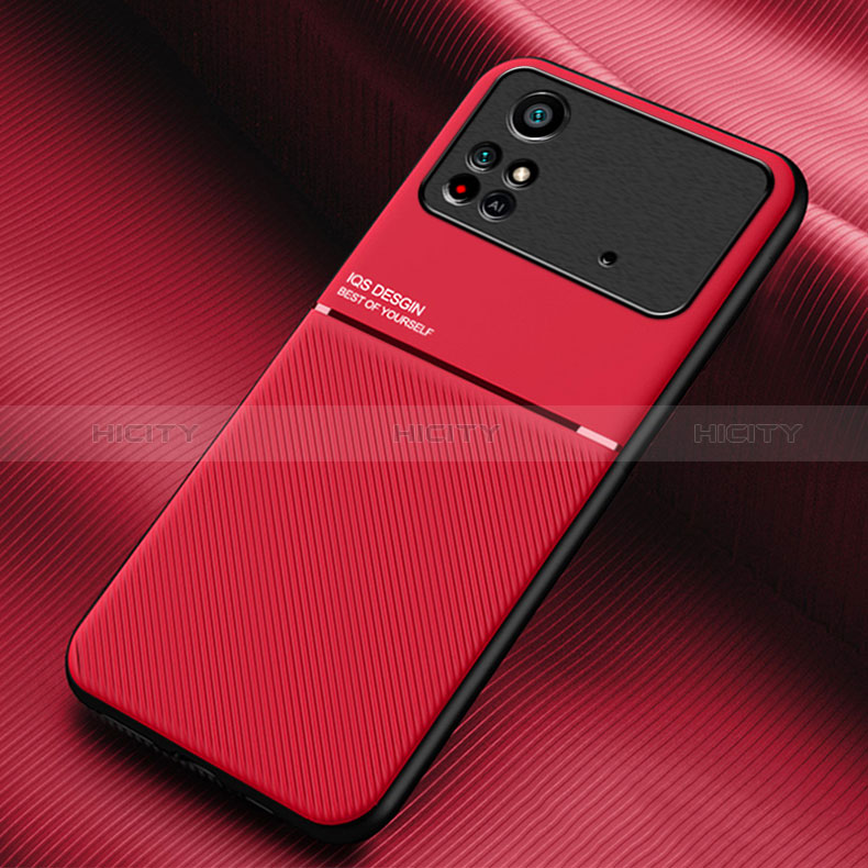 Funda Silicona Carcasa Ultrafina Goma con Magnetico para Xiaomi Poco M4 Pro 4G Rojo