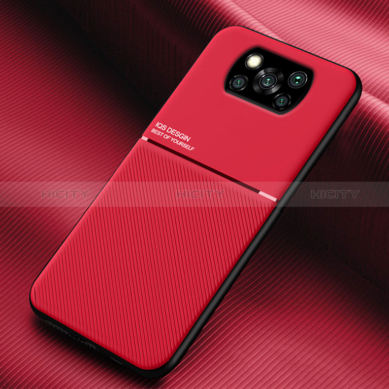 Funda Silicona Carcasa Ultrafina Goma con Magnetico para Xiaomi Poco X3 NFC Rojo