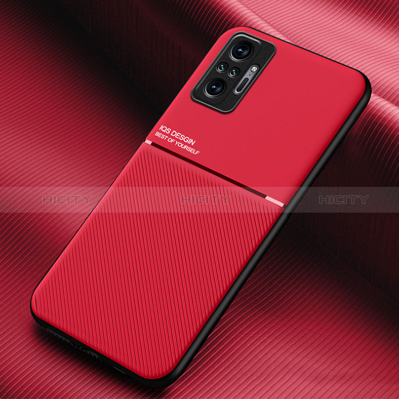 Funda Silicona Carcasa Ultrafina Goma con Magnetico para Xiaomi Redmi Note 10 Pro Max Rojo