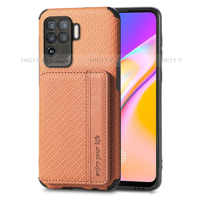 Funda Silicona Carcasa Ultrafina Goma con Magnetico S01D para Oppo F19 Pro Marron