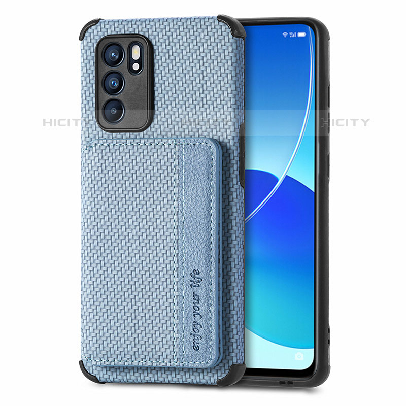 Funda Silicona Carcasa Ultrafina Goma con Magnetico S01D para Oppo Reno6 5G Azul