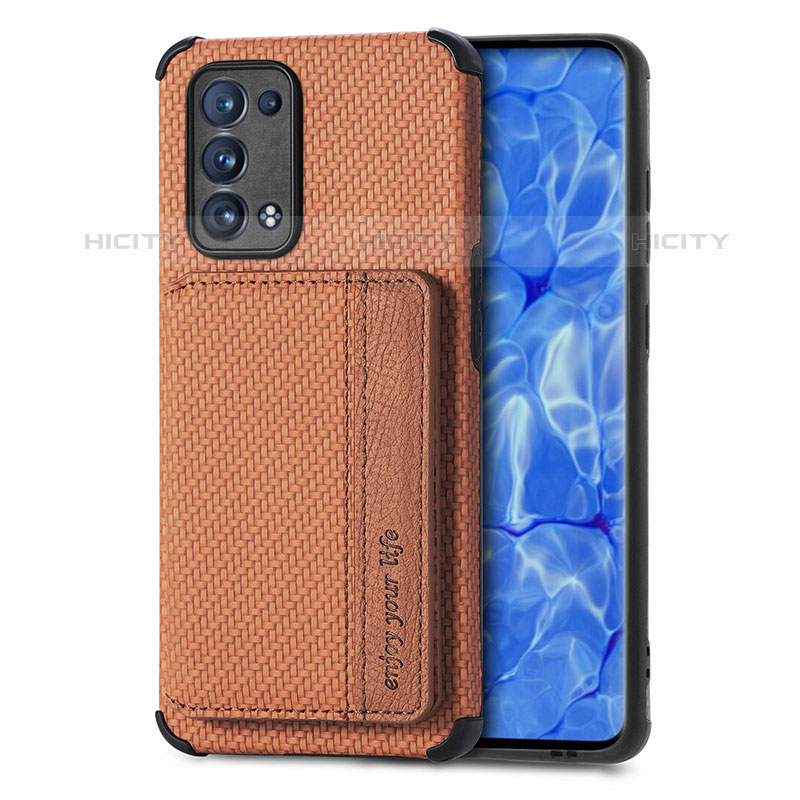 Funda Silicona Carcasa Ultrafina Goma con Magnetico S01D para Oppo Reno6 Pro 5G Marron