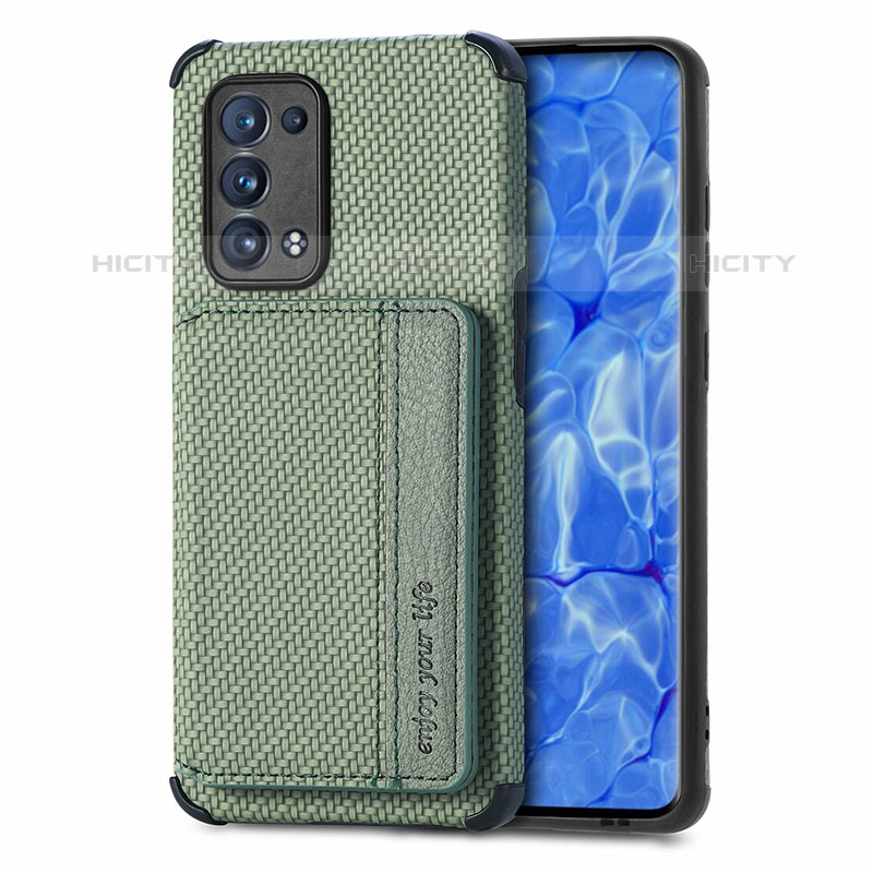 Funda Silicona Carcasa Ultrafina Goma con Magnetico S01D para Oppo Reno6 Pro+ Plus 5G Verde