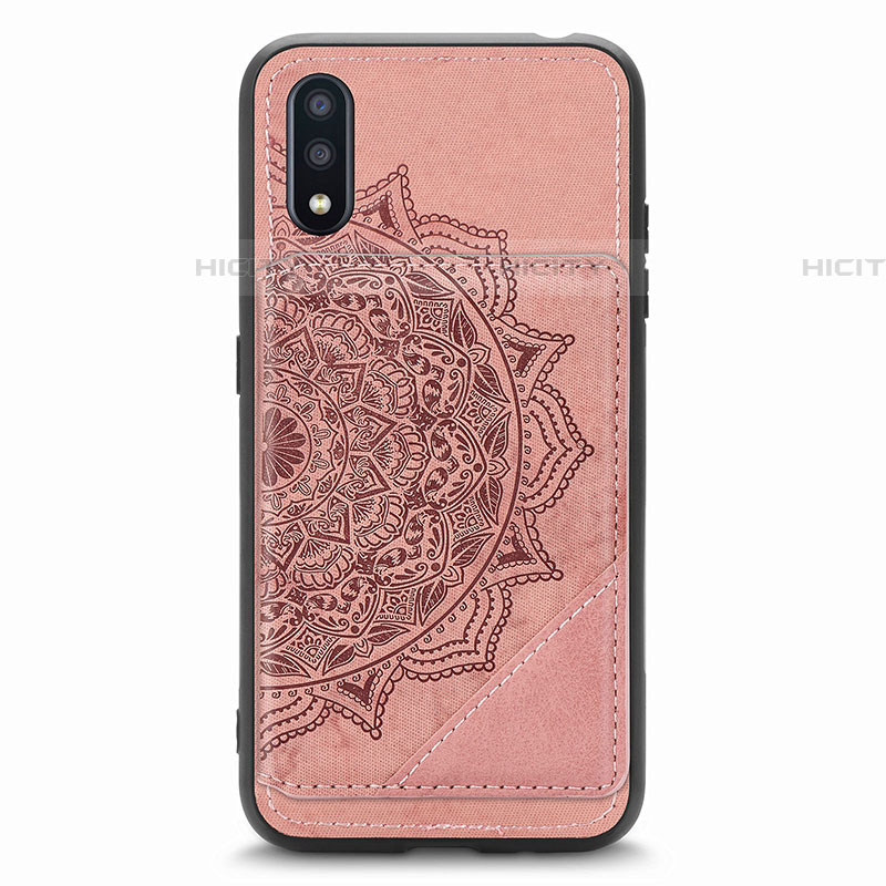 Funda Silicona Carcasa Ultrafina Goma con Magnetico S01D para Samsung Galaxy A01 SM-A015 Oro Rosa