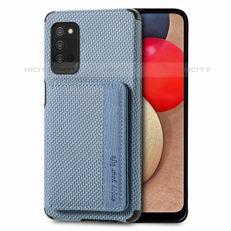 Funda Silicona Carcasa Ultrafina Goma con Magnetico S01D para Samsung Galaxy M02s Azul