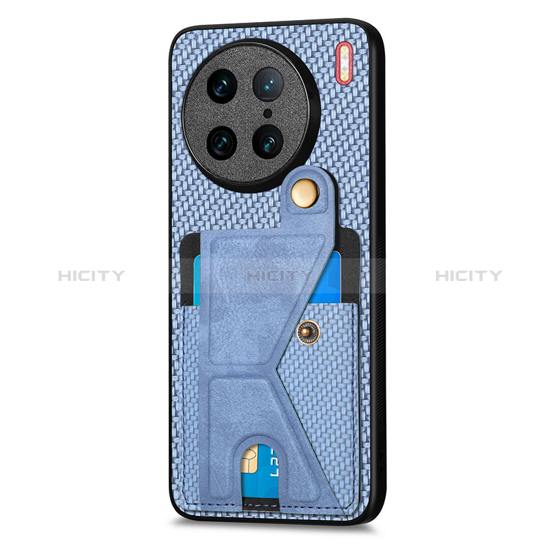 Funda Silicona Carcasa Ultrafina Goma con Magnetico S01D para Vivo X90 Pro 5G Azul