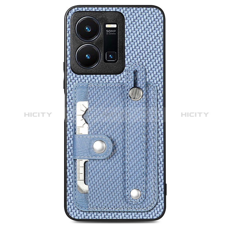 Funda Silicona Carcasa Ultrafina Goma con Magnetico S01D para Vivo Y35 4G Azul