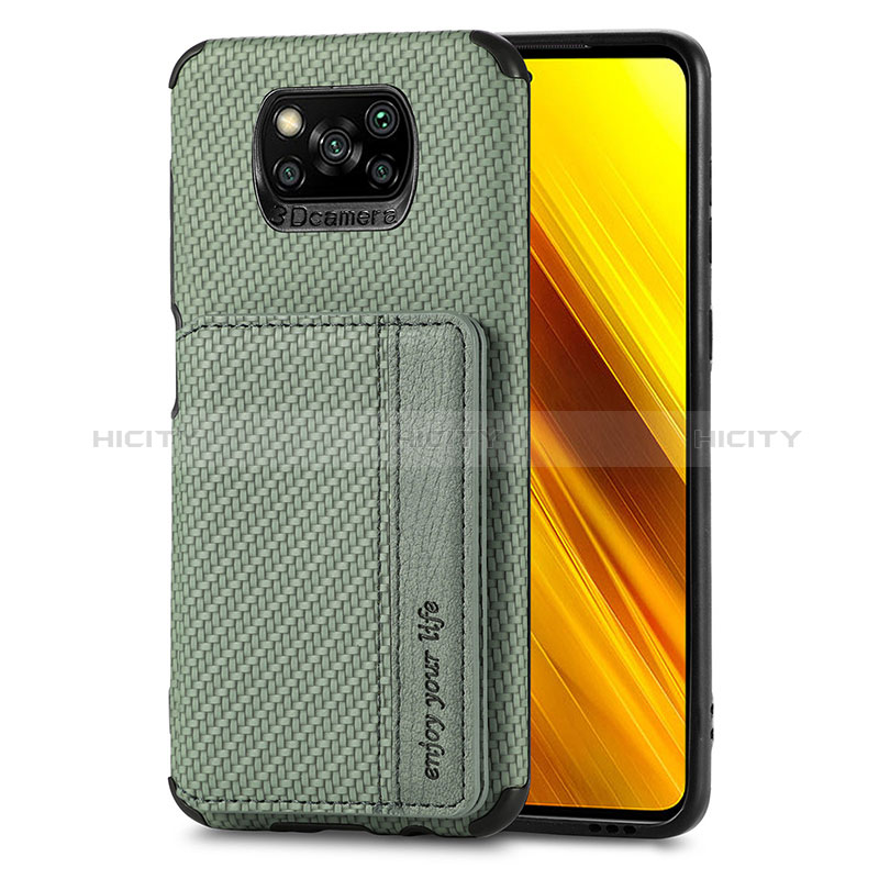 Funda Silicona Carcasa Ultrafina Goma con Magnetico S01D para Xiaomi Poco X3 NFC Verde