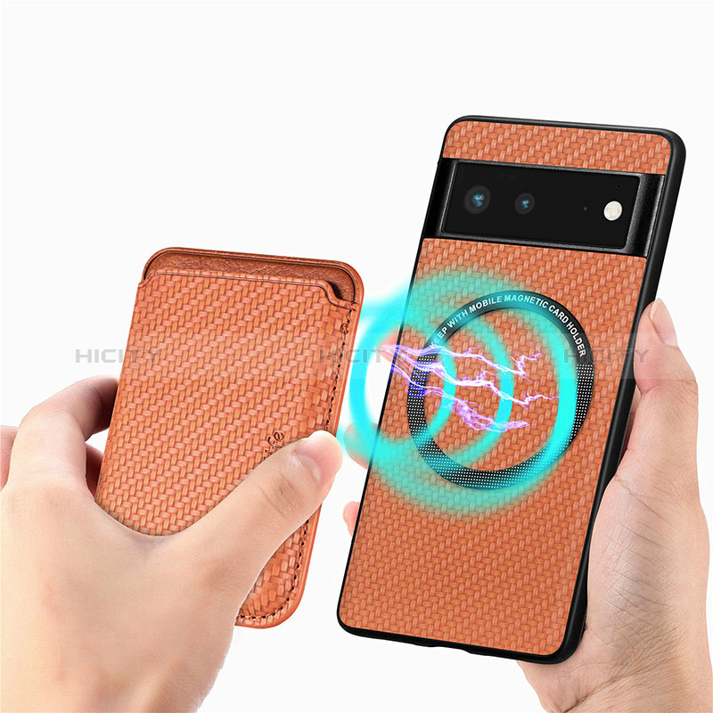 Funda Silicona Carcasa Ultrafina Goma con Magnetico S02D para Google Pixel 6 5G Marron