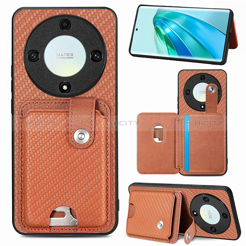 Funda Silicona Carcasa Ultrafina Goma con Magnetico S02D para Huawei Honor Magic5 Lite 5G Marron