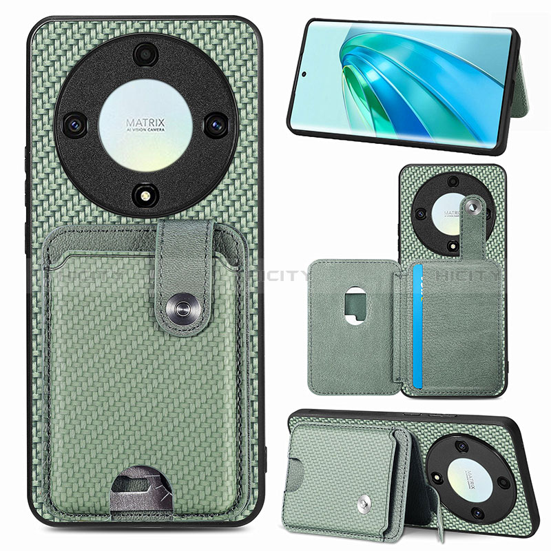 Funda Silicona Carcasa Ultrafina Goma con Magnetico S02D para Huawei Honor Magic5 Lite 5G Verde