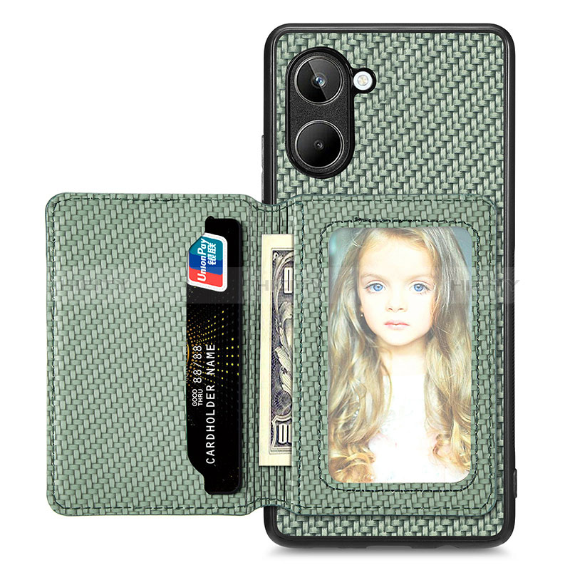 Funda Silicona Carcasa Ultrafina Goma con Magnetico S02D para Realme 10 4G Verde